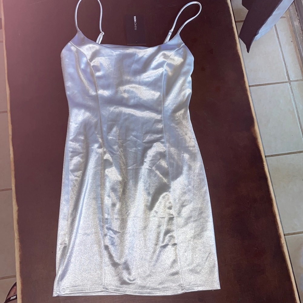 Mini satin white dress